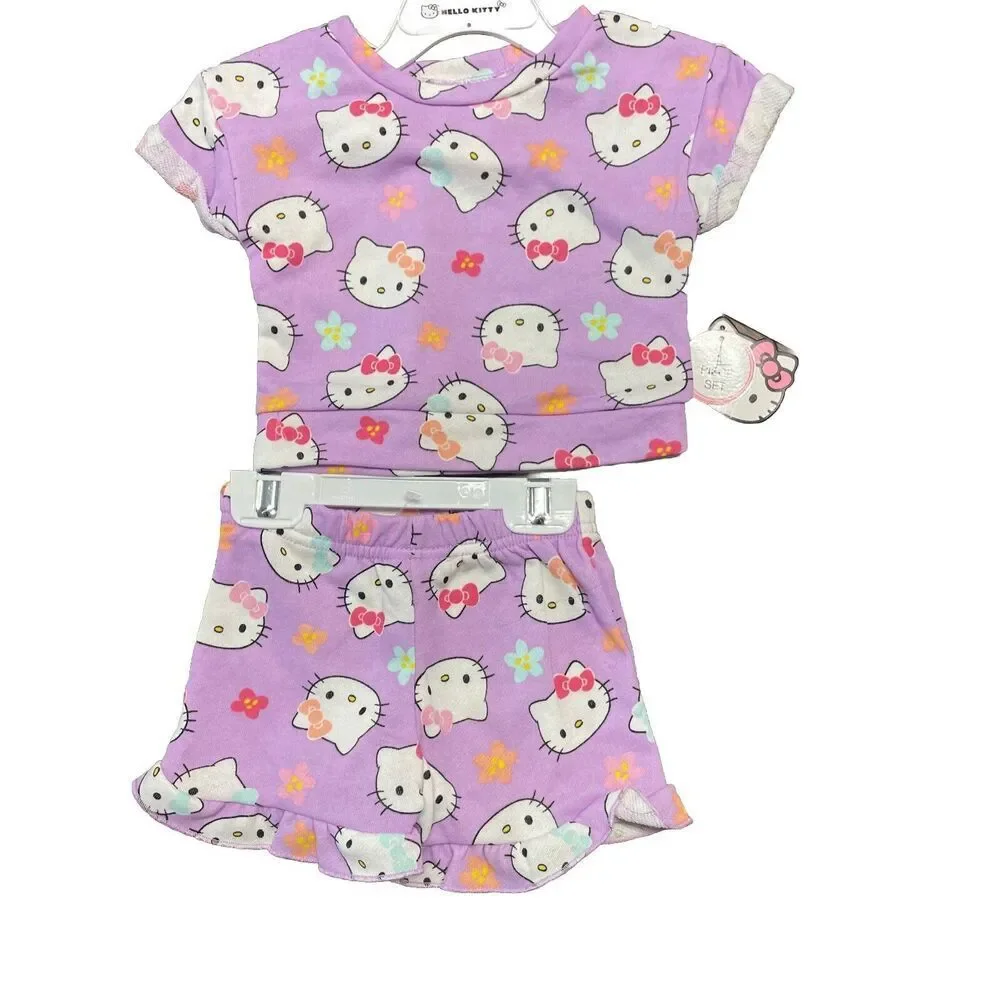 Hello Kitty 2 Piece Kids Sets Summer Shorts/top Purple Size 12 months
